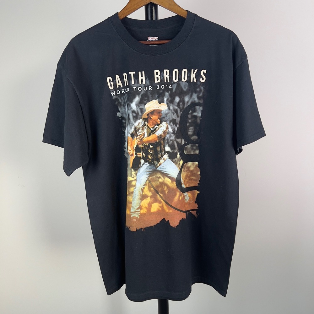 Garth Brooks World Tour 2014 Graphic T-Shirt Black Hanes Beefy-T Mens XL